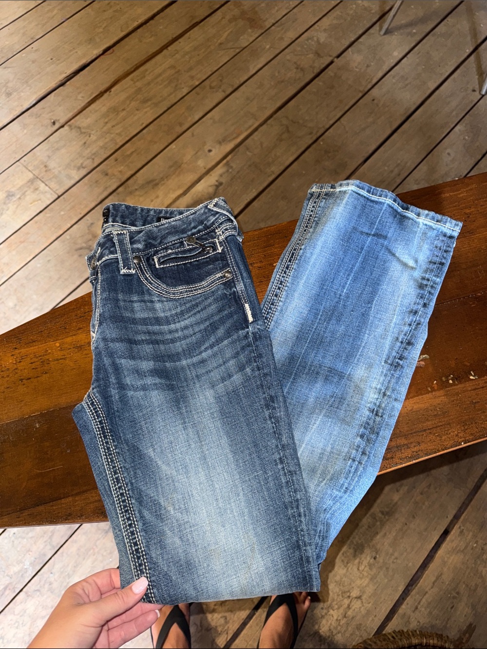 Express Women's Two-Tone Blue Bootcut Jeans